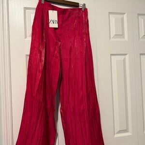 Zara Bold Red Flowing Trousers